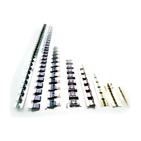 Mobile phone connectors: metal terminals insert-moulded on carrier strips