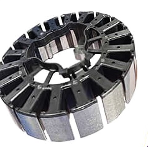 Motor stator core with overmoulded insulation